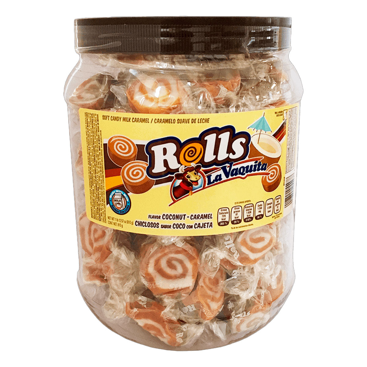 Dulce Vaquita Chicloso Rolls Coco 810 GRS