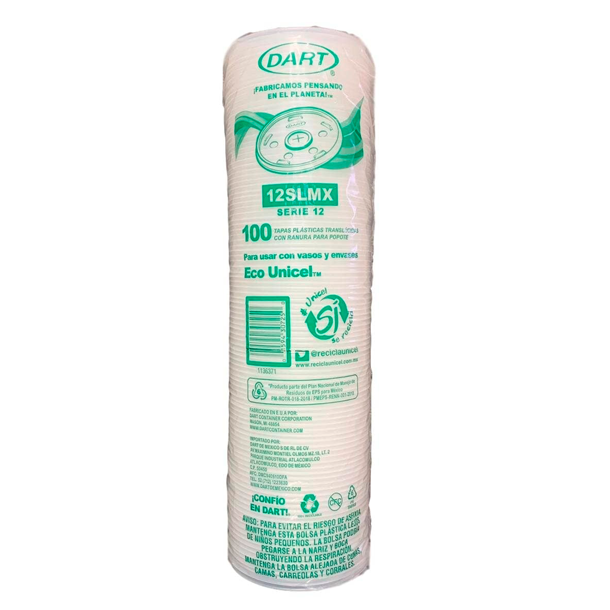 Tapa Dart Plast C/Ran 12Oz Dart Tapa Plast C/Ran 12O 100 PZS