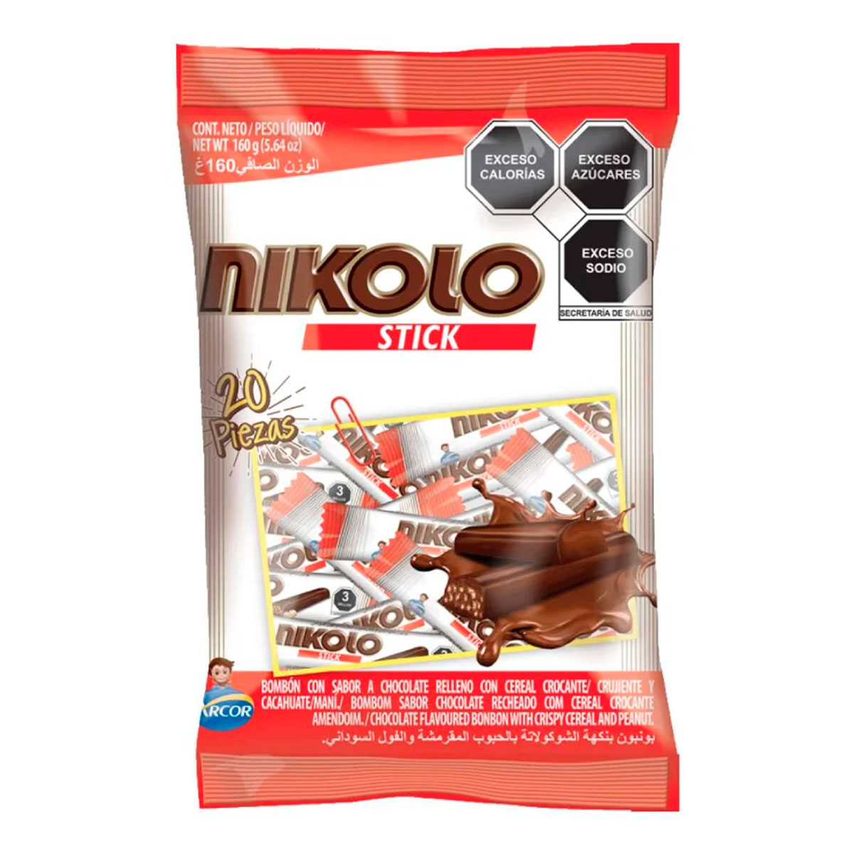 Chocolate Nikolo Cacahuate Stick 8 GRS