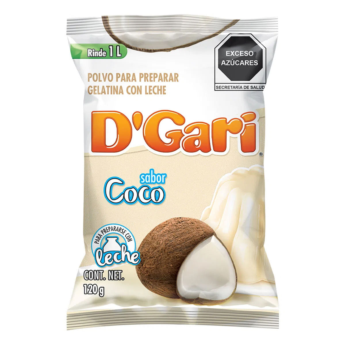 Gelatina De Leche D'Gari Coco 120 GRS