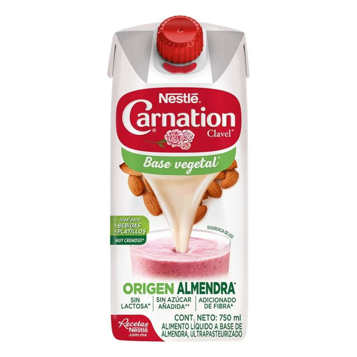 Leche Evaporada Nestlé Carnation Clavel Origen Almendra Brick 750ml