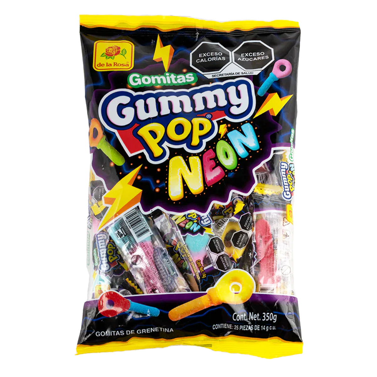 Gomita De La Rosa Gummy Pop Neon 25 PZS