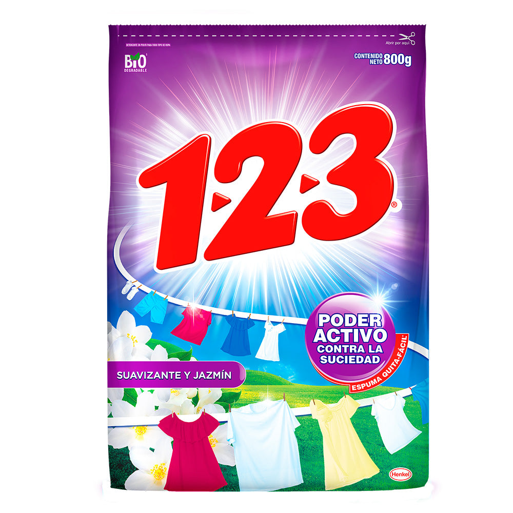 Detergente 123 Suavizante Y Jazmin 800 GRS