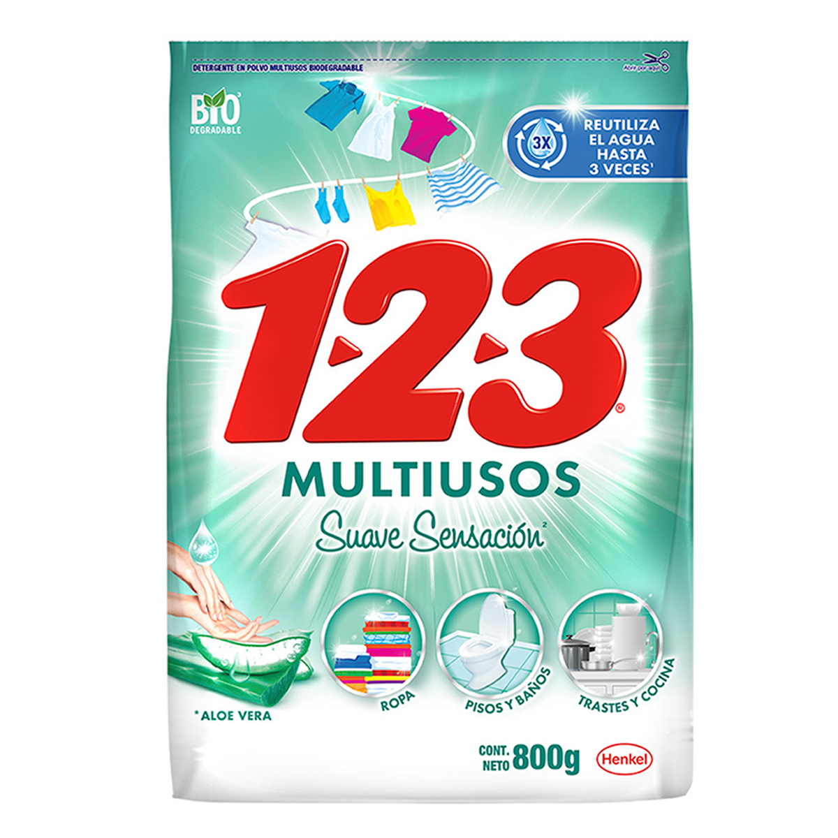 Detergente 123 Aloe Vera 800 GRS
