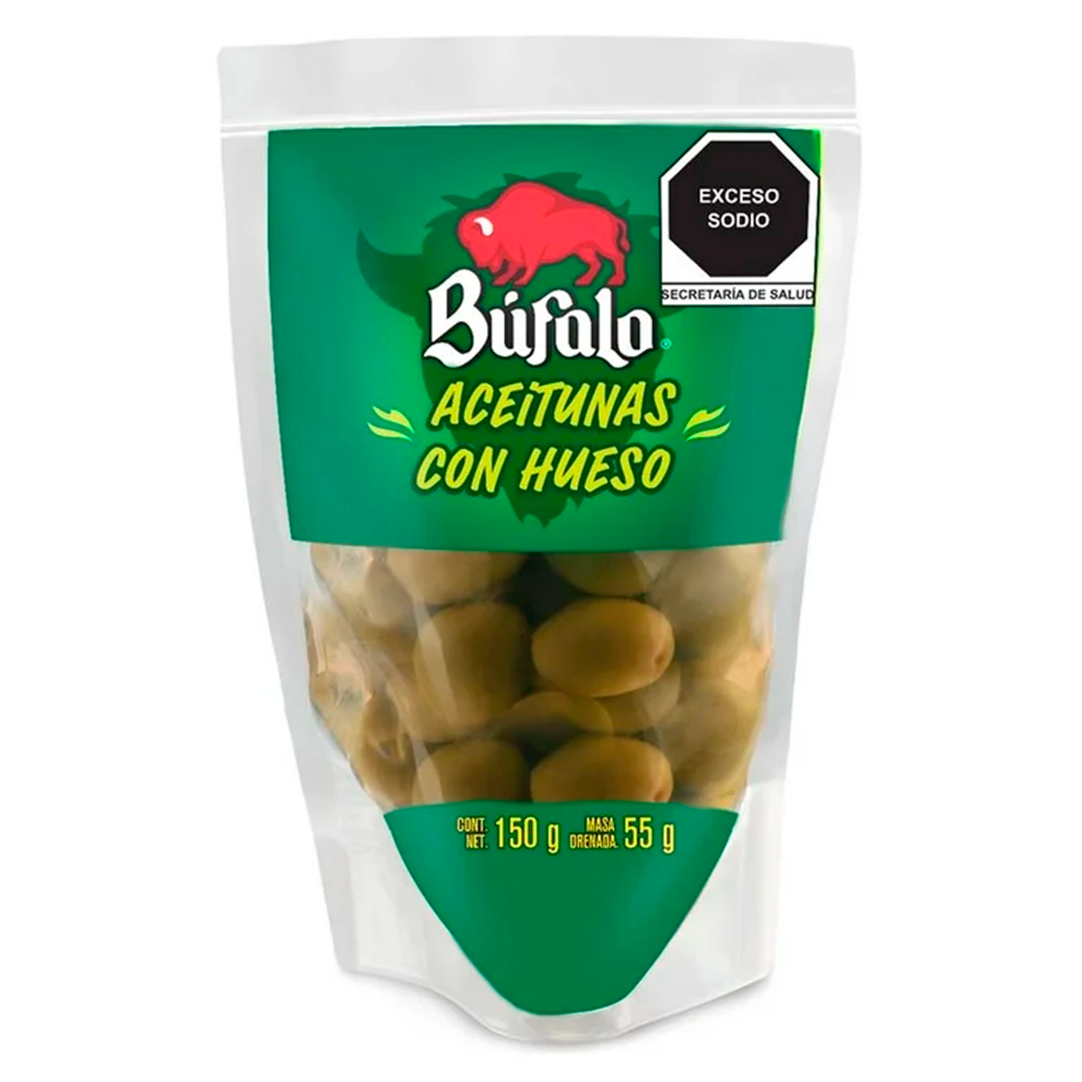 ACEITUNA BUFALO MANZ CON HUESO 150 GRS