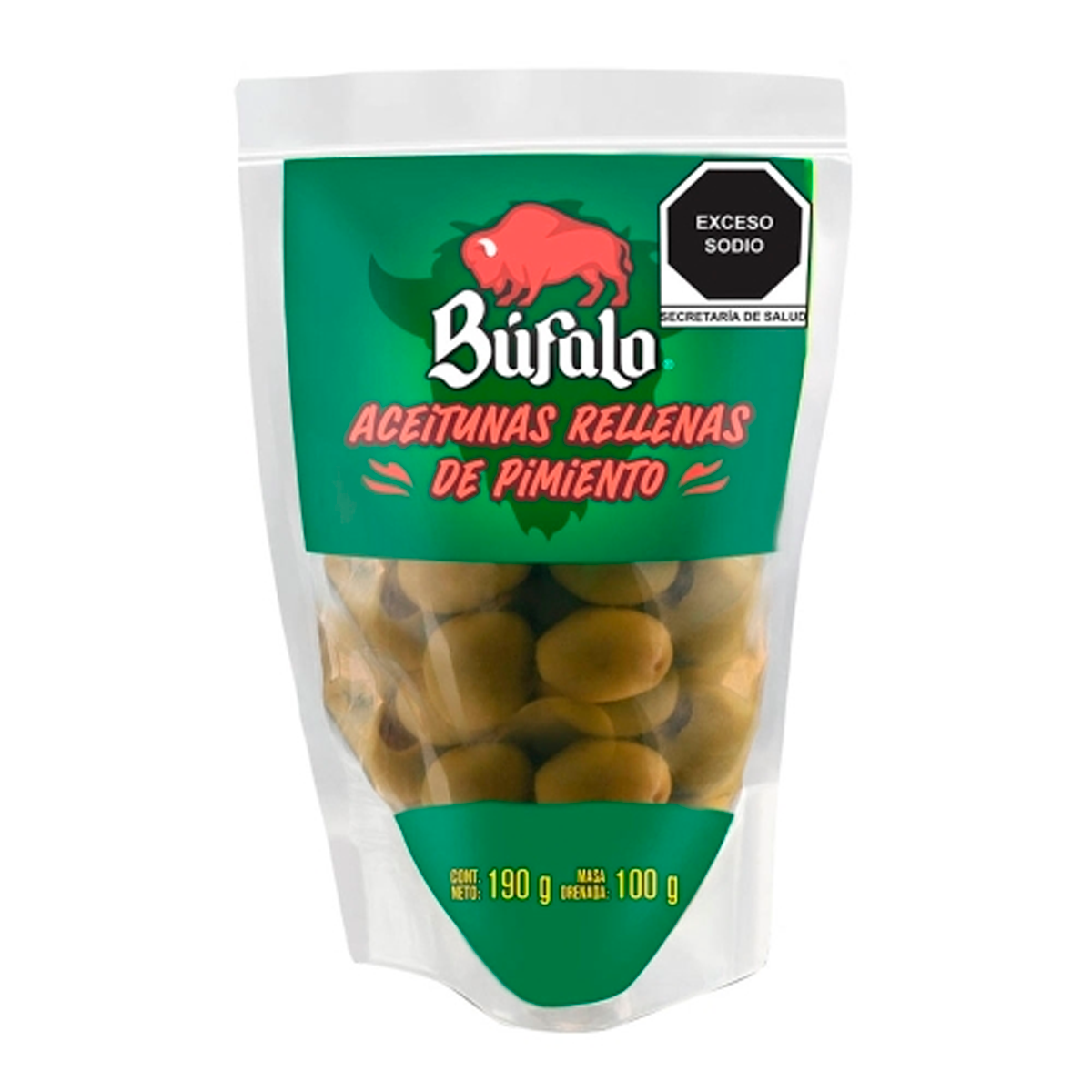 Aceituna Bufalo Manzanilla Relleno Pimiento 190 GRS