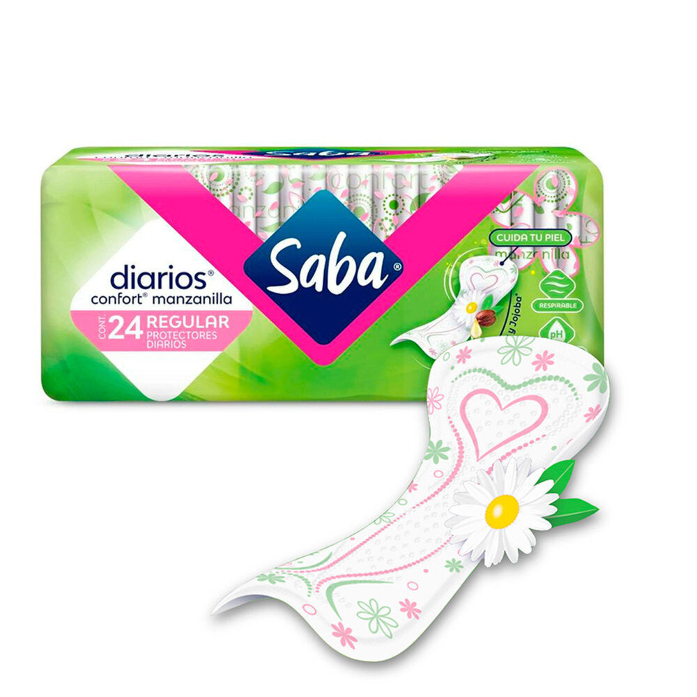 Protectores Saba Diarios Confort Manzanilla Regulares 24 piezas