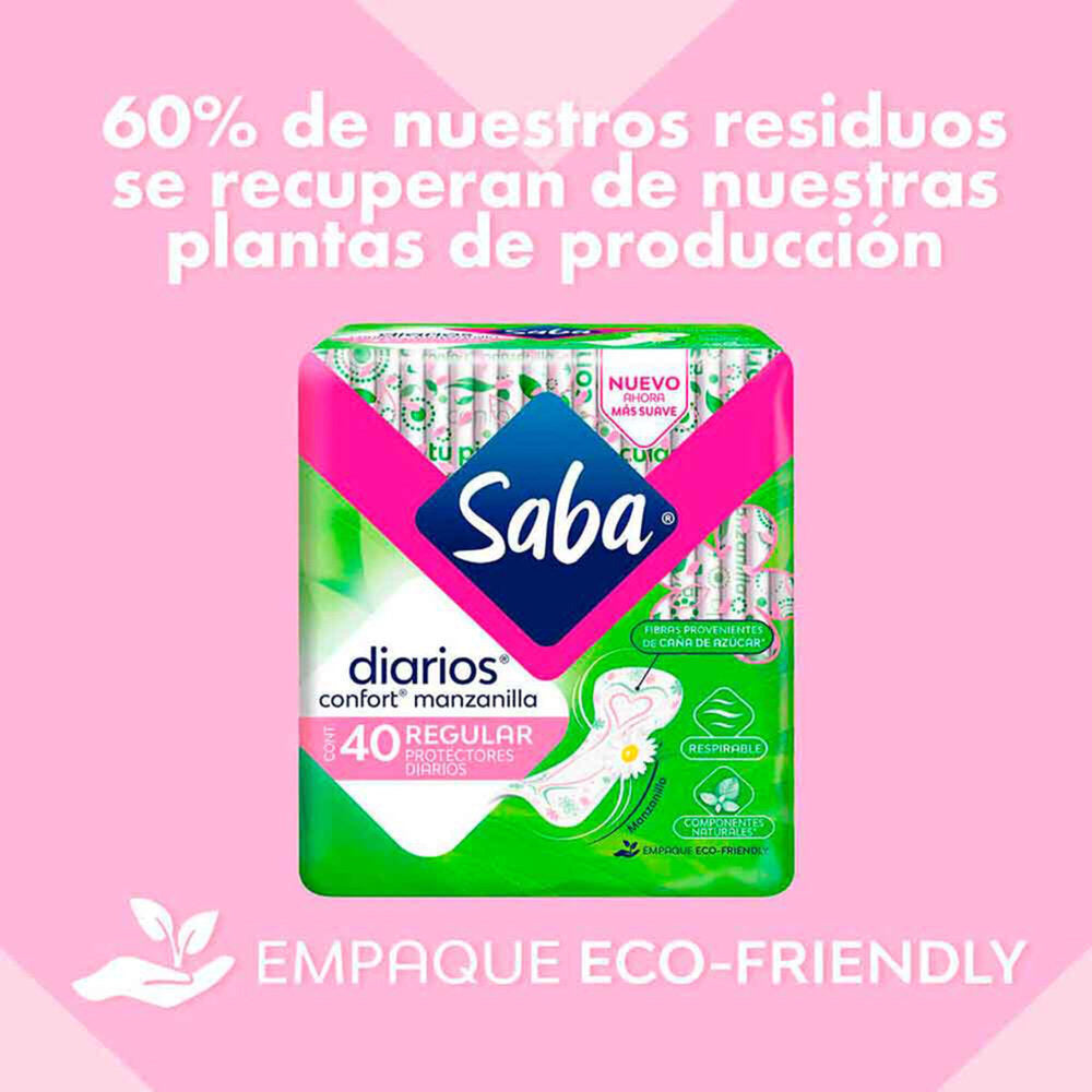 Protectores Saba Diarios Confort Manzanilla Regulares 24 piezas