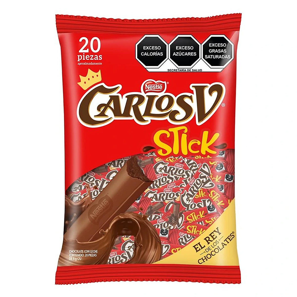 Chocolate Carlos V Stick 20 Pzas 8 GRS
