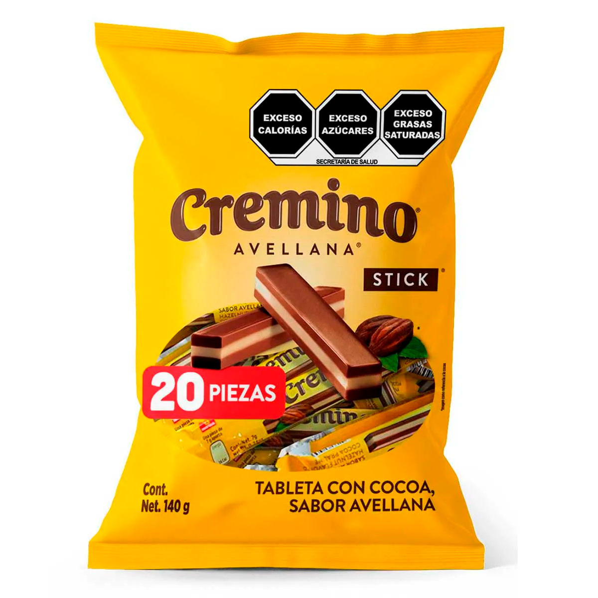 Chocolates Cremino Avellana Stick 20 PZS