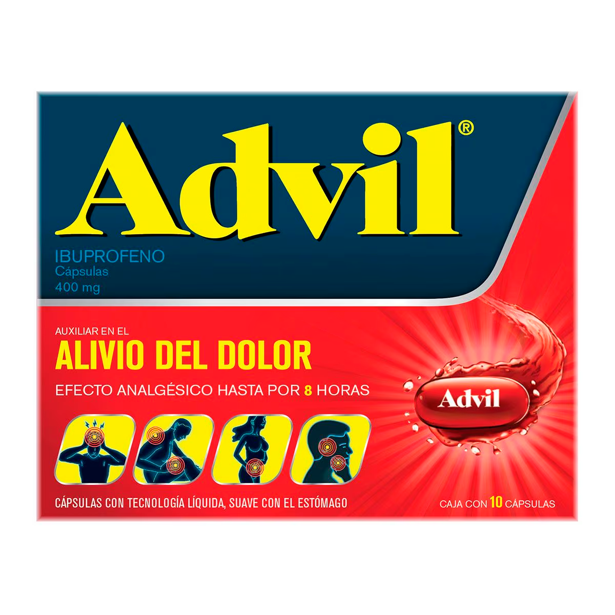 Medicamento Advil Ibuprofeno Max 400Mg Capsula 10 PZS
