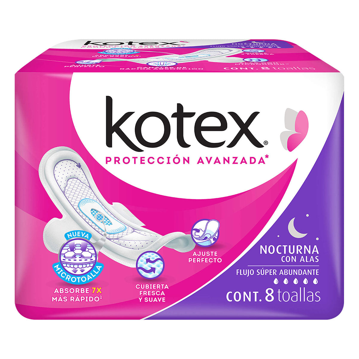 Toalla Kotex Nocturna C/A 8 PZS