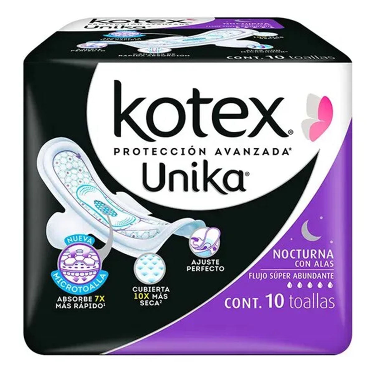 Toalla Femenina Kotex Unika Nocturna C/A 10 PZS