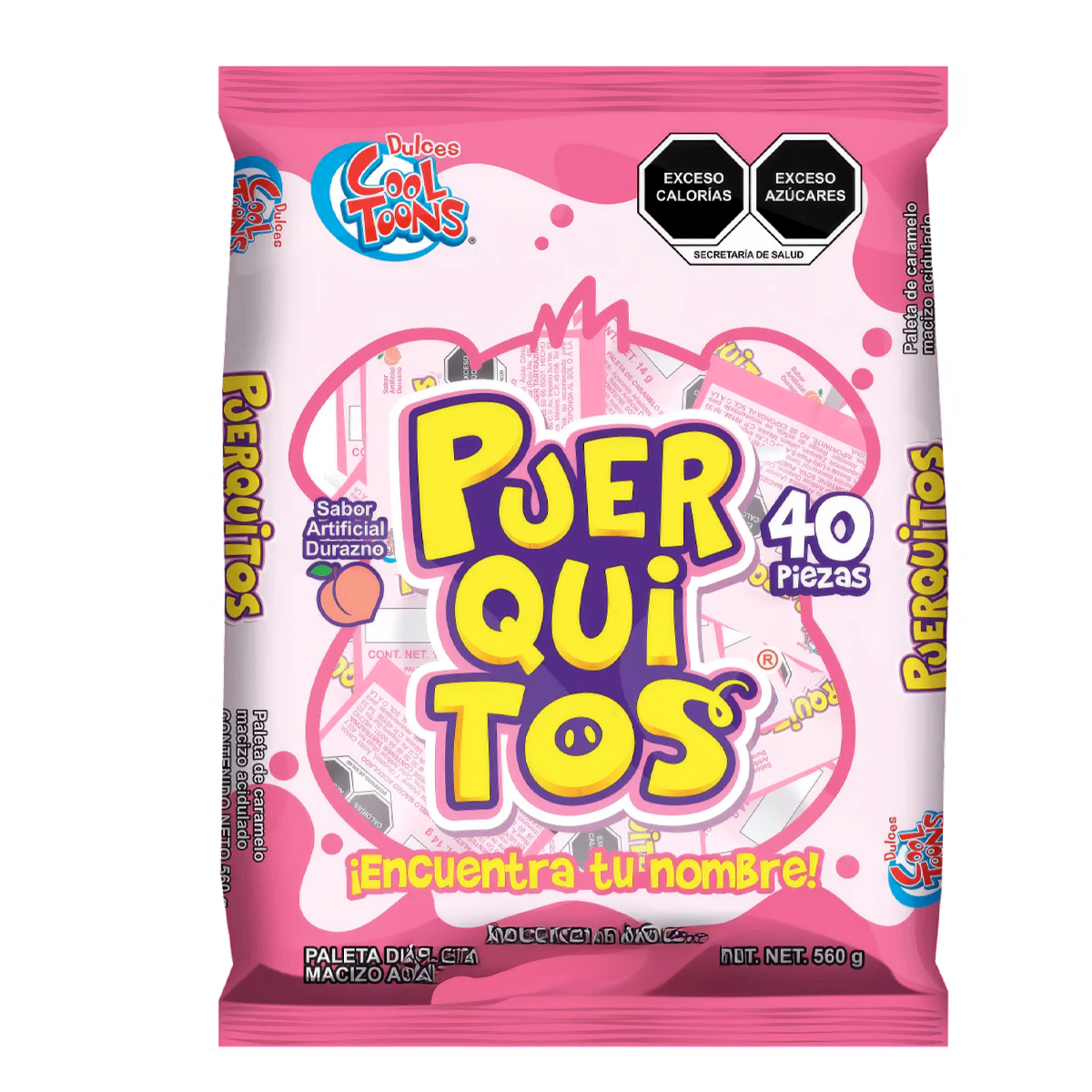 Exh Paleta C.Toons Puerquitos Durazno Cool Toons 40 PZS