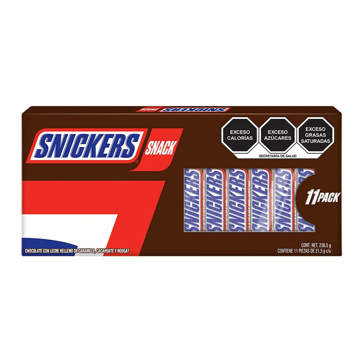 Chocolate Snickers Snack 11 Pzas 21.5 GRS
