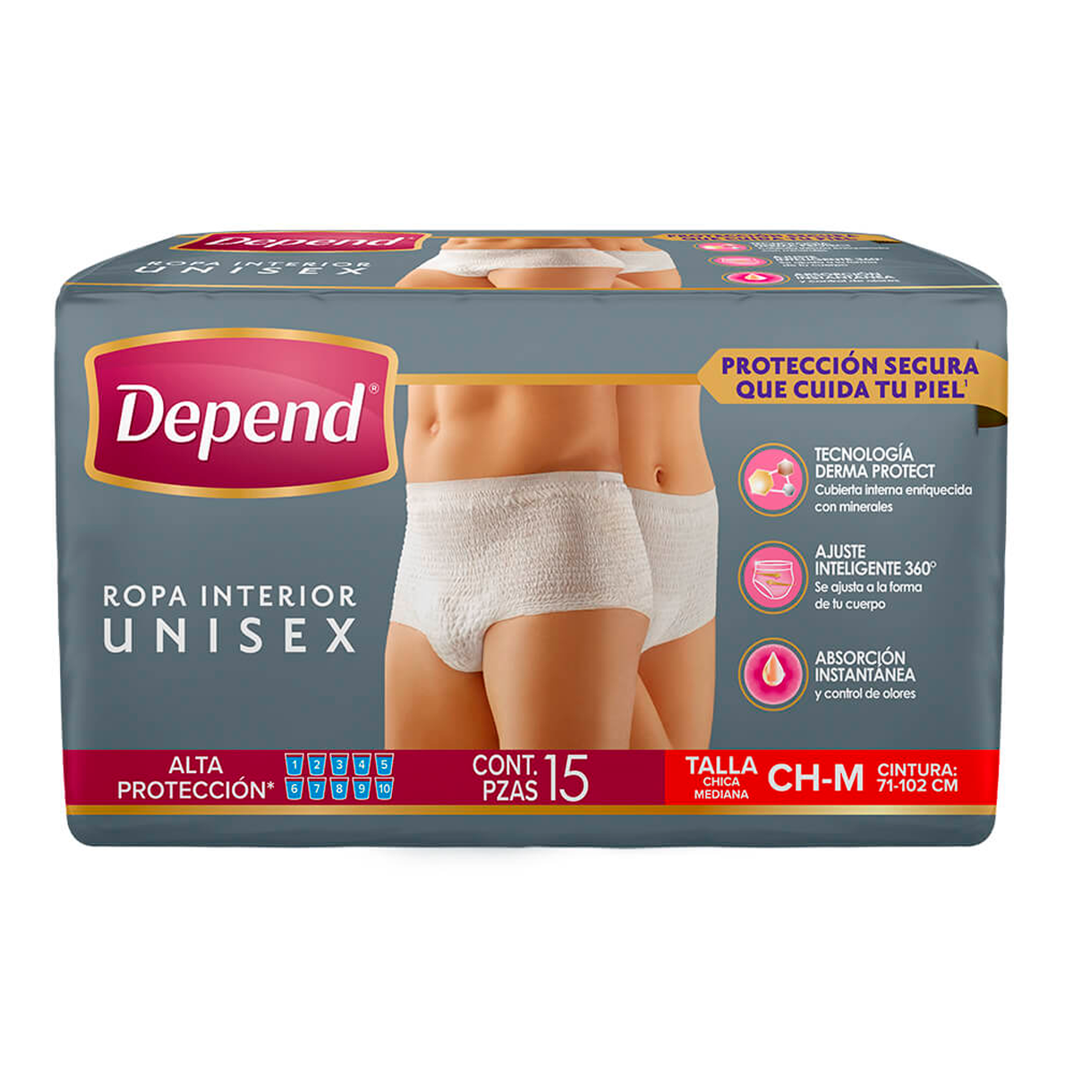 Calzon Depend Ropa Unisex Ch/Med Depend 15 PZS
