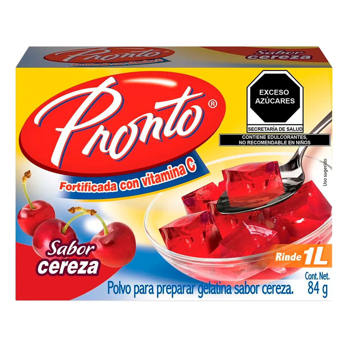 Gelatina Pronto Sabor Cereza De 84 Gramos. 84 GRS