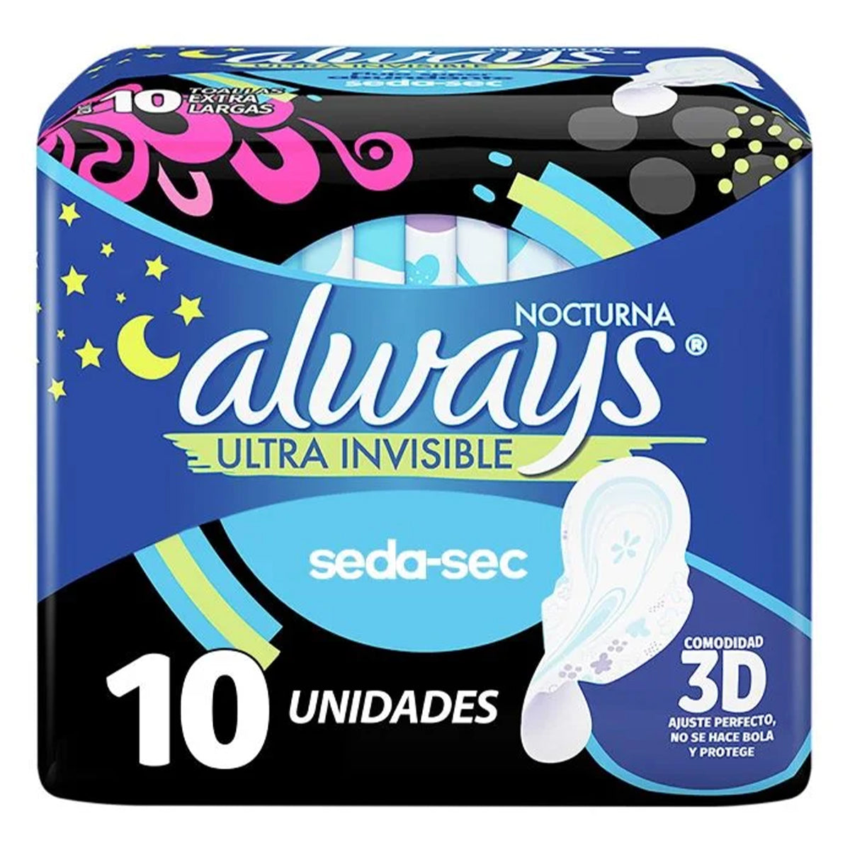 Toallas Always U.Noche Seca C/A 10 PZS