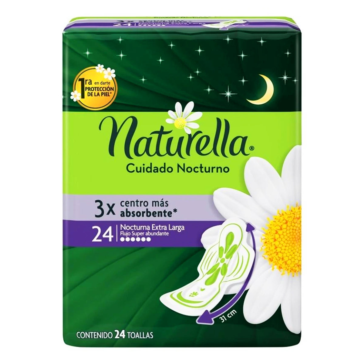 Toalla Femenina Naturella Nocturna Flujo Super Abundante C/A 24 PZS