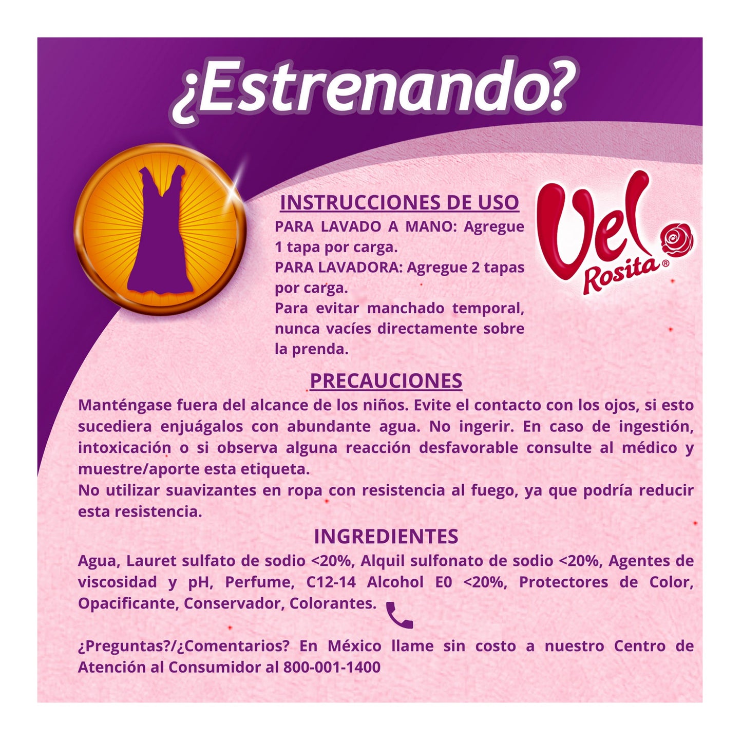 Shampoo para Ropa Líquido Vel Rosita Delicada Doypack 500 ml
