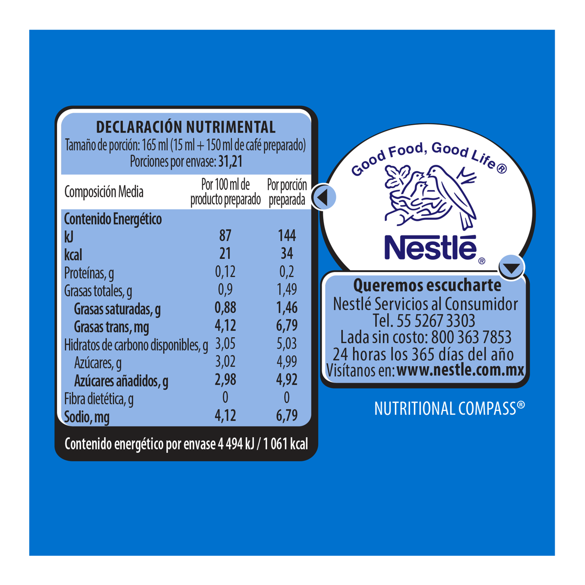 Sustituto de Crema para Café Coffee Mate Líquido Sabor Vainilla 530g