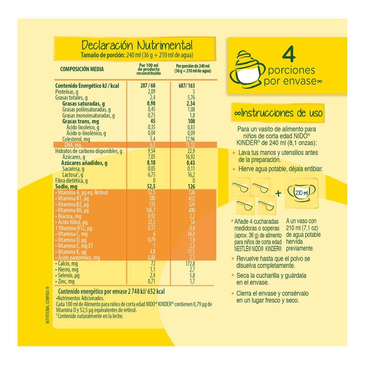 Aimento Para Niños de Corta Edad Nido Kinder 1+ Bolsa 144g