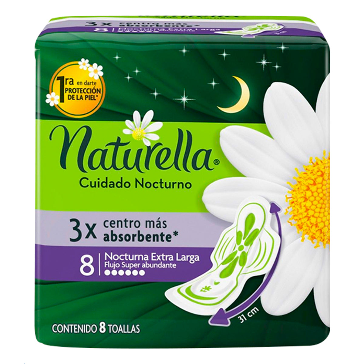 Toallas Femeninas Naturella Noche Con Alas 8 PZS