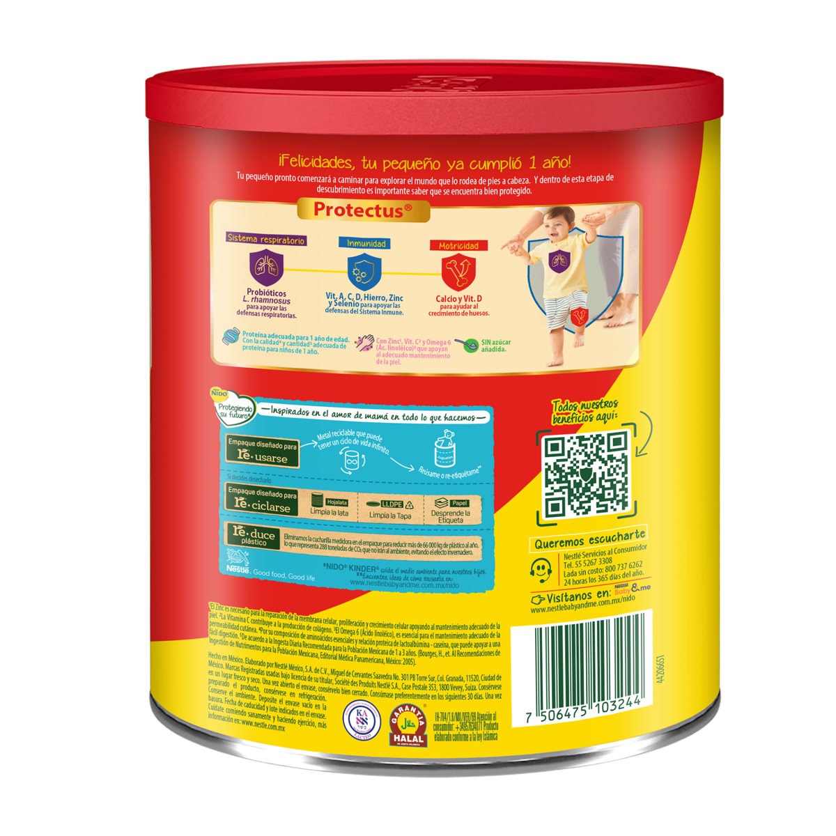 Aimento Para Niños de Corta Edad Nido Kinder 1+ Lata 1.4kg