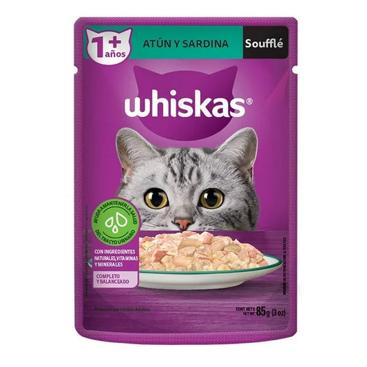 Sobres Whiskas Soufflé Atún Y Sardina 85 GRS