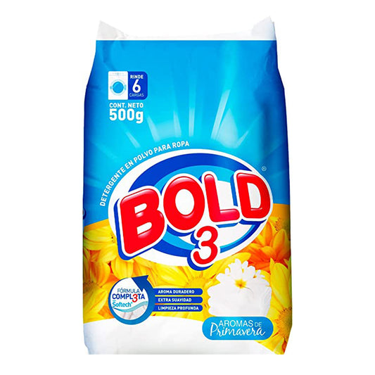 Detergente En Polvo Bold 3 Aromas De Primavera 500 GRS