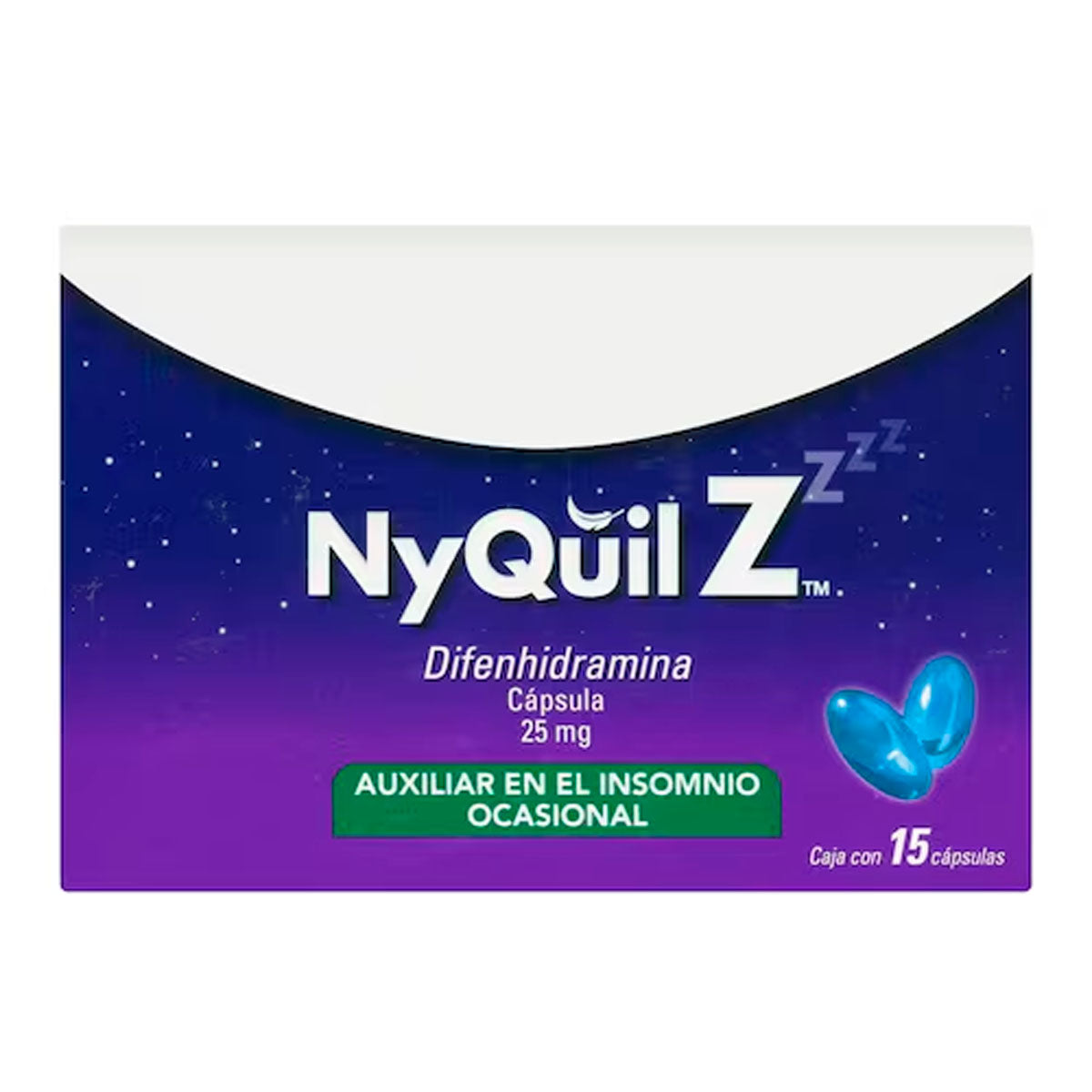 medicamento NyQuilZ Auxiliar en el Insomnio capsulas 15 PZS