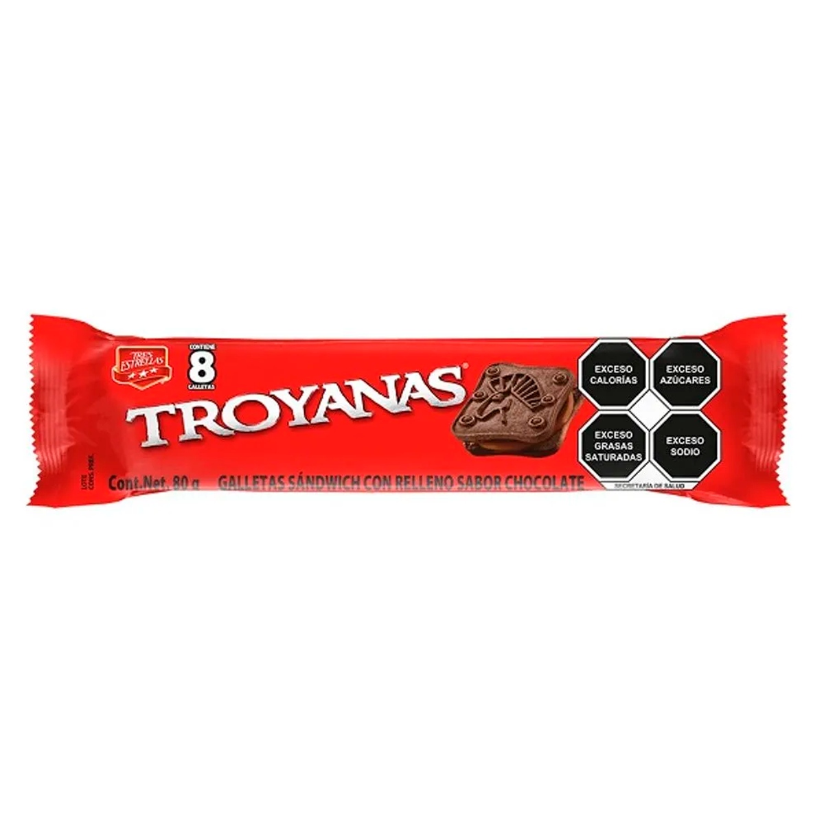 Galleta Troyanas 3 Estrellas Chococlate 80 GRS
