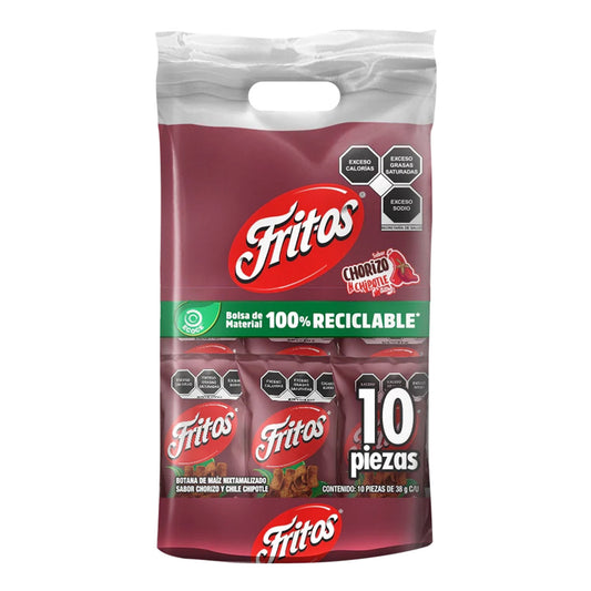 Botana Sabritas Fritos Chorizo Chipotle 10Pzas 38 GRS