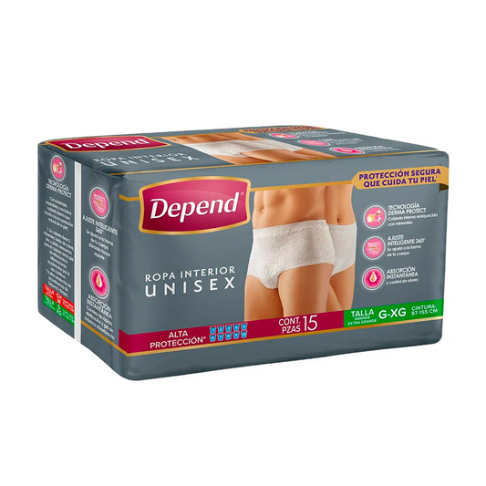 Calzon Depend Ropa Unisex Gde/Xgde Depend 15 PZS