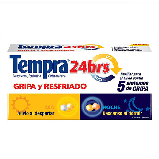 Medicamento Tempra 24H Gripa Y Resfriado 12 PZS