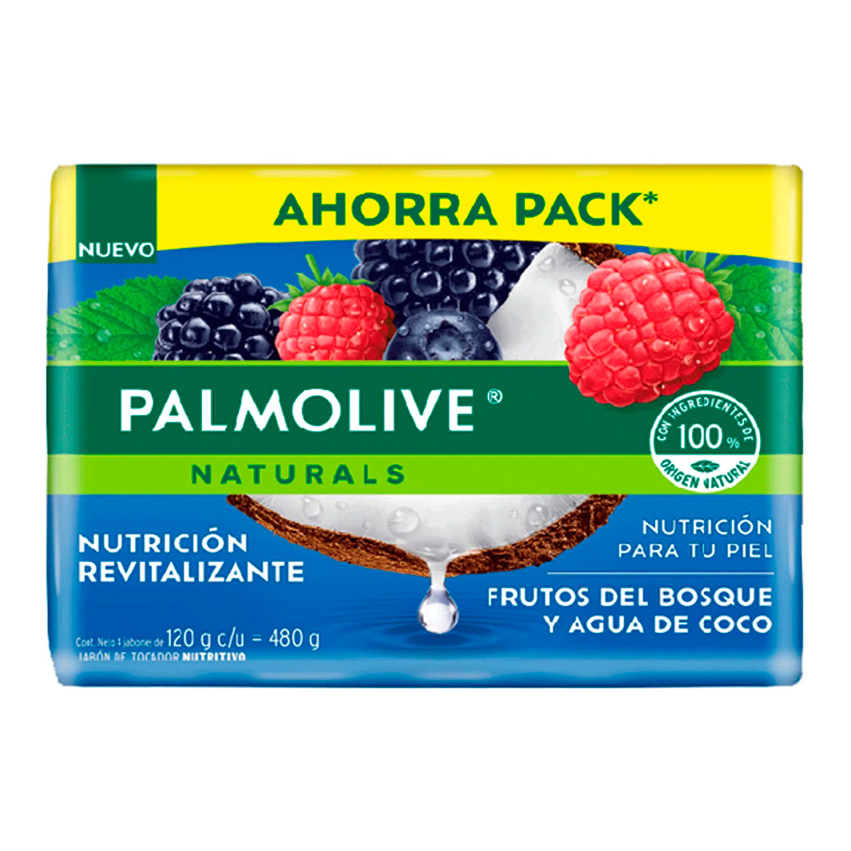 Exhibidor Jabón De Tocador Palmolive Fragancia Bosque Y Agua Coco 120 GRS