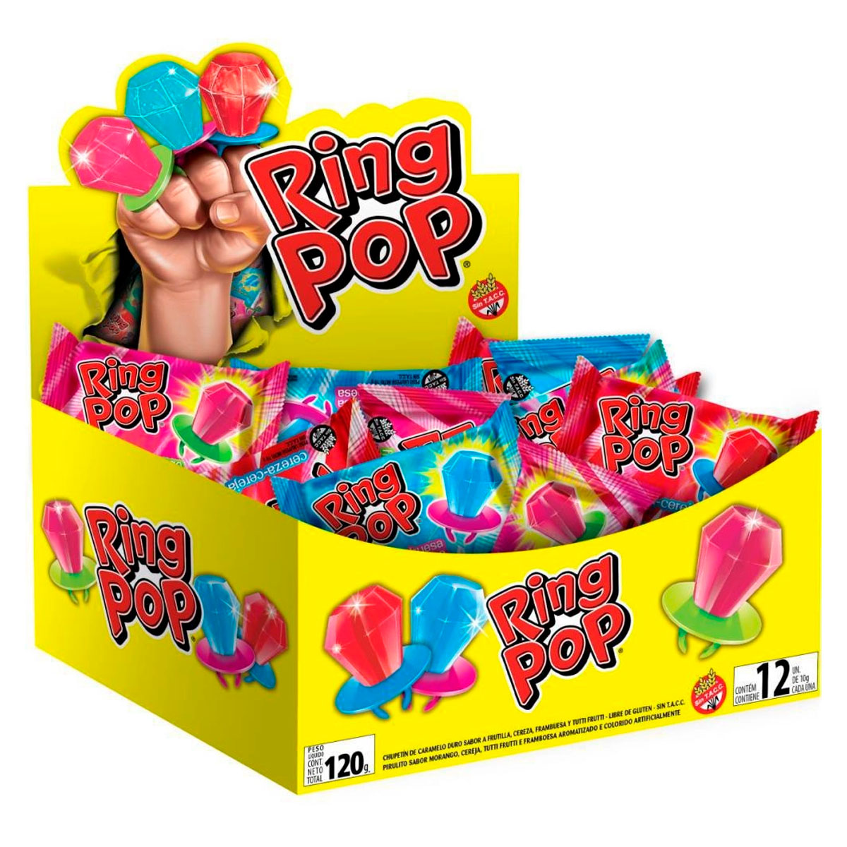 Exh Dul Ring Pop Surtido De 12 Pzs. 14 GRS