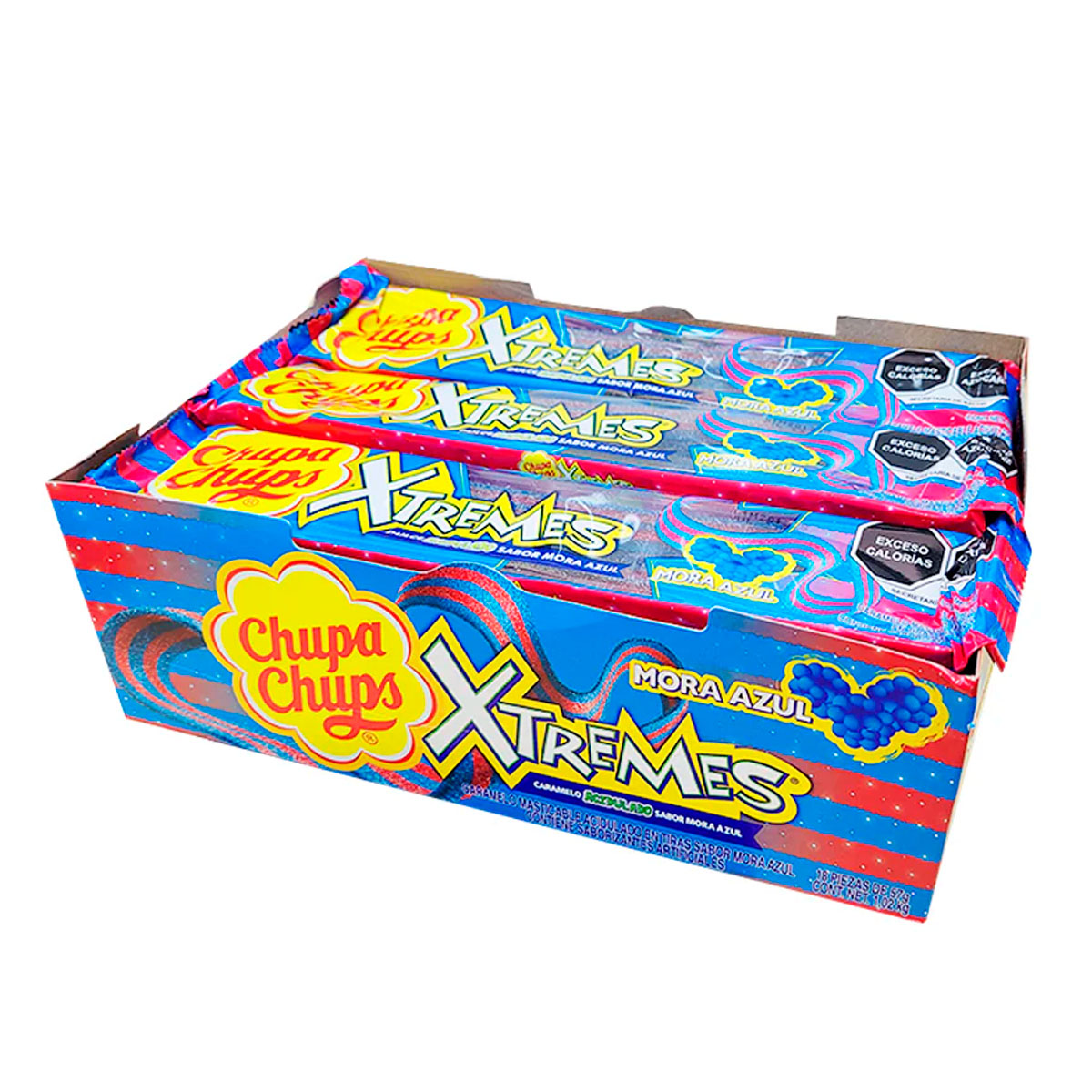 Exhibidor Chupa Chups Xtreme Mora Azul 57 GRS
