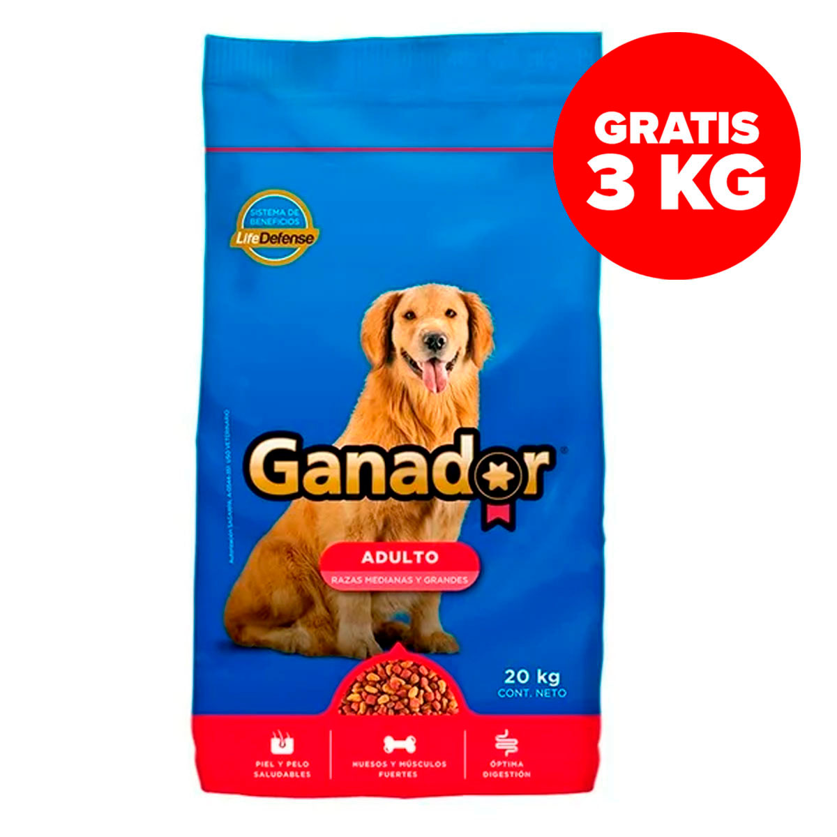 Alimento Ganador Adulto Razas Medianas y Grandes +3 Kilos 20 KGS