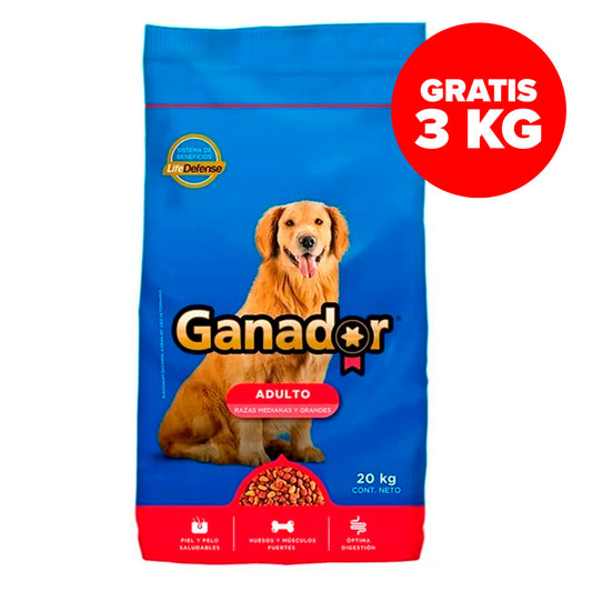 Alimento Ganador Adulto Razas Medianas y Grandes +3 Kilos 20 KGS