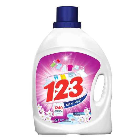 Detergente Líquido 1 2 3 Con Suavisante Jazmin 4.65 LTS