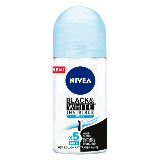 DESODORANTE NIVEA BLACK&WHITE INVISIBLE MUJER ROLL ON 50 MLL