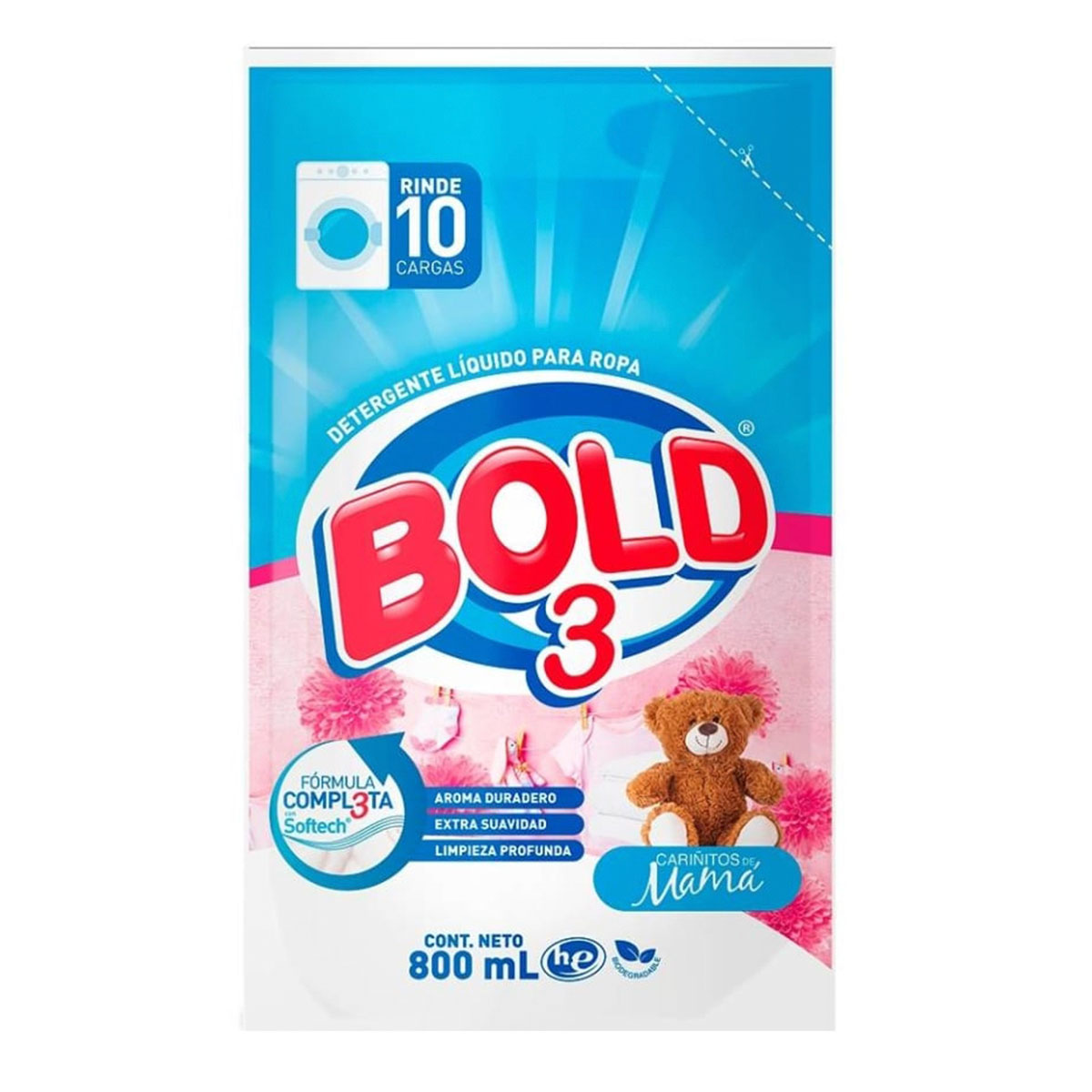 Detergente Liquido Bold 3 Cariñitos De Mama 800 MLL