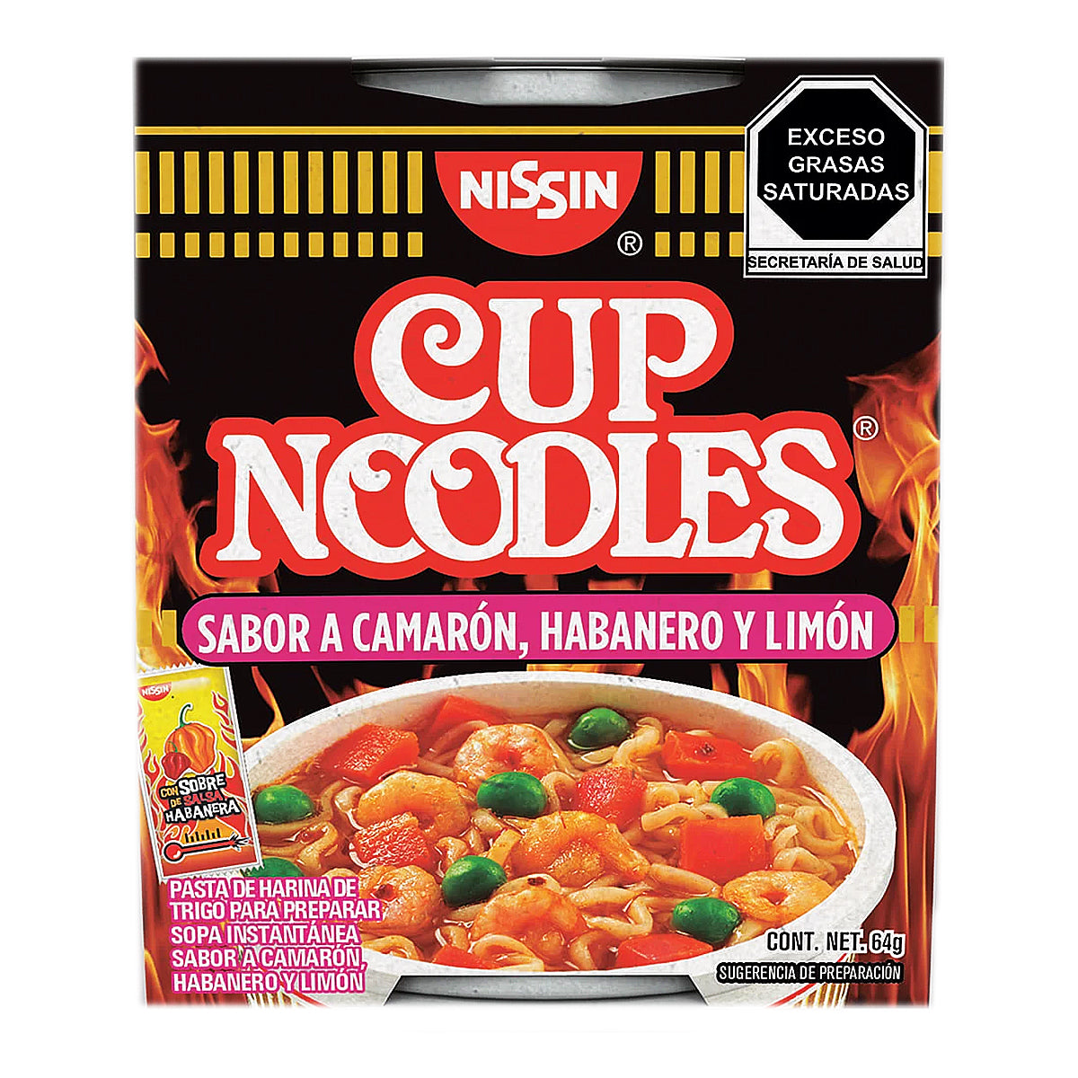 Sopa Instantánea Nissin Camarón Habanero 64 GRS