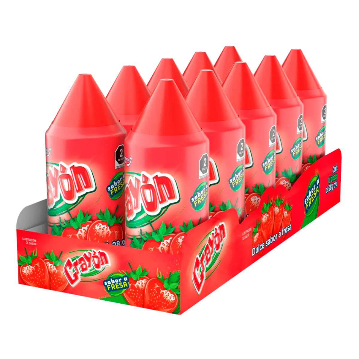 Dulce Crayon Fresa 10Pzas 28 GRS