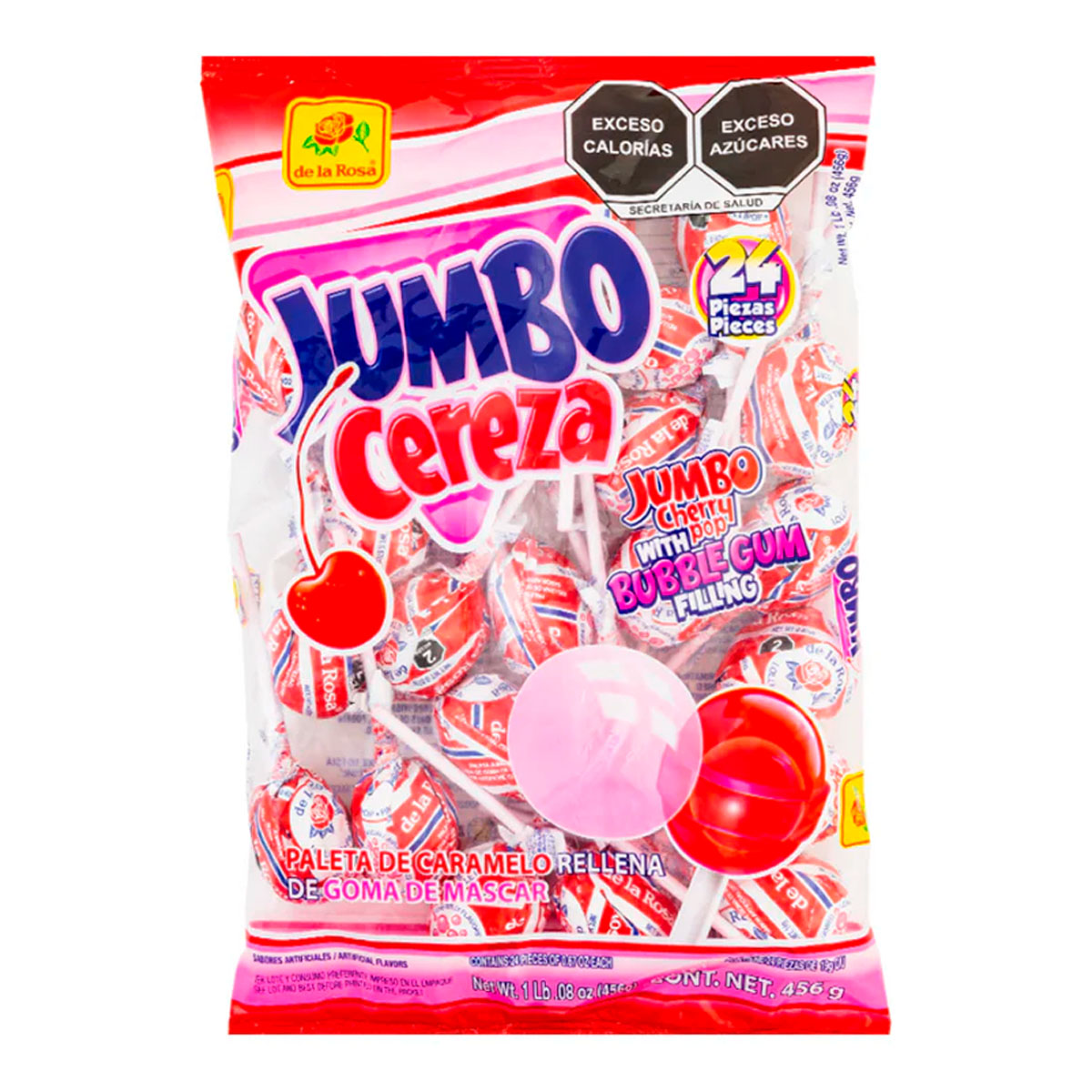 Exhibidor Paletas Jumbo Cereza La Rosa 24 PZS