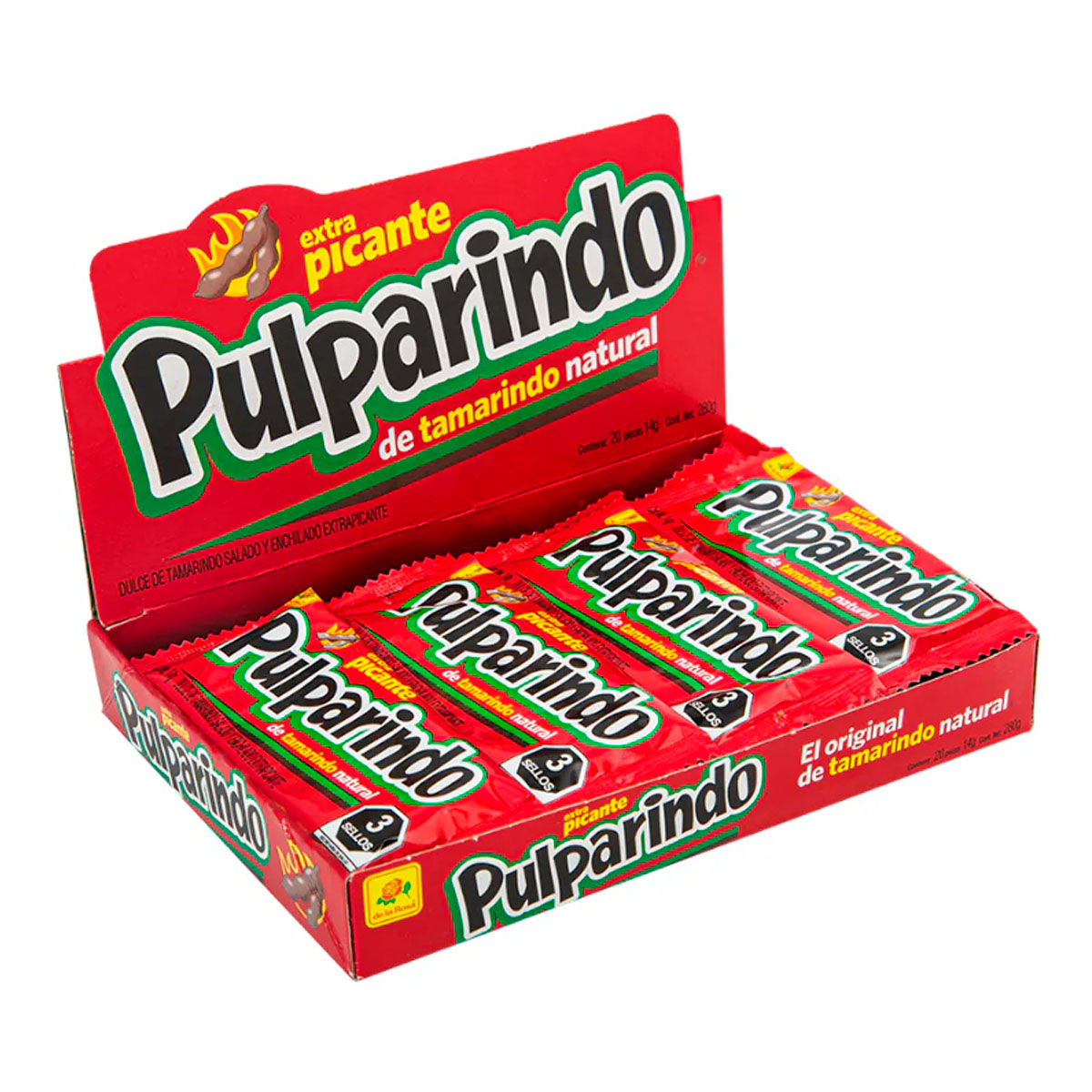 Pulparindo Extra Picante Grande 20 PZS