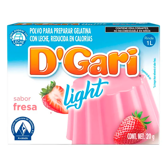 Gelatina de Leche D'Gari Fresa Ligth 20 GRS
