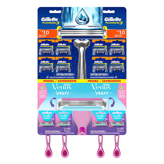 Rastrillo Gillette Prestobarba Con 3 Hojas.+4 pz Venus Simply 8 PZS