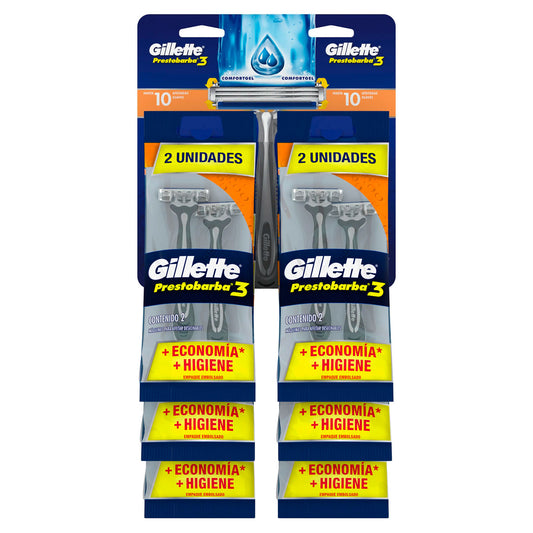 Rastrillo Gillette Prestobarba Ultra Grip Con 3 Hojas. 2 PZS